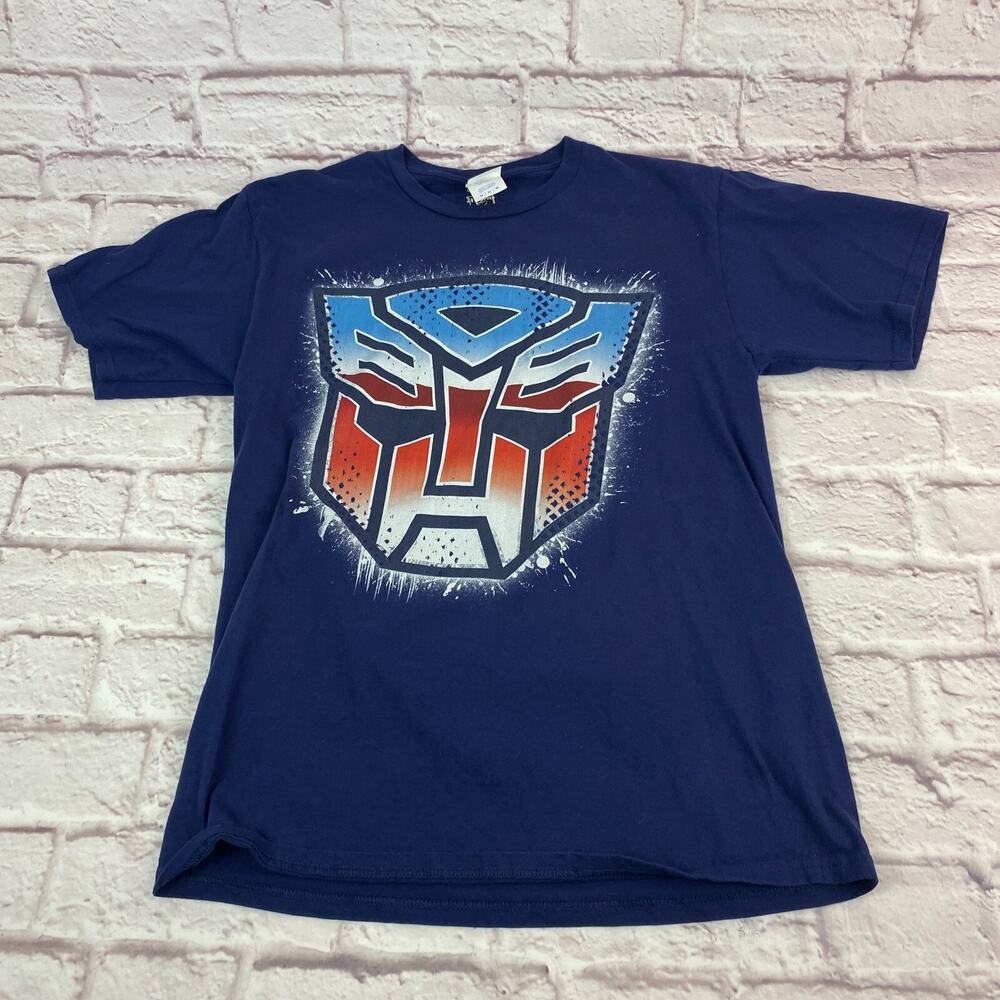 Hasbro Mens Transformers Autobot T-Shirt Medium Blue Graphic Short Sleeve Cotton